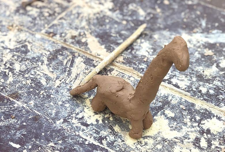Clay Brachiosaurus made in the Paleo Lab at Dinoland, Zwolle