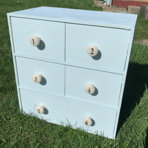 IKEA numbered drawers hack, prior to waxing