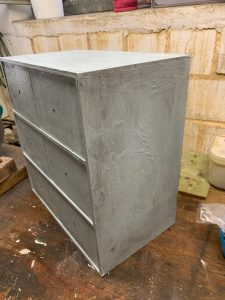 Moppe drawers showing paint effects of 3 y.o.