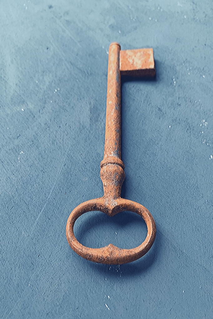 Large, rusted skeleton key, a flea market find from the Zöppkesmarkt 2019