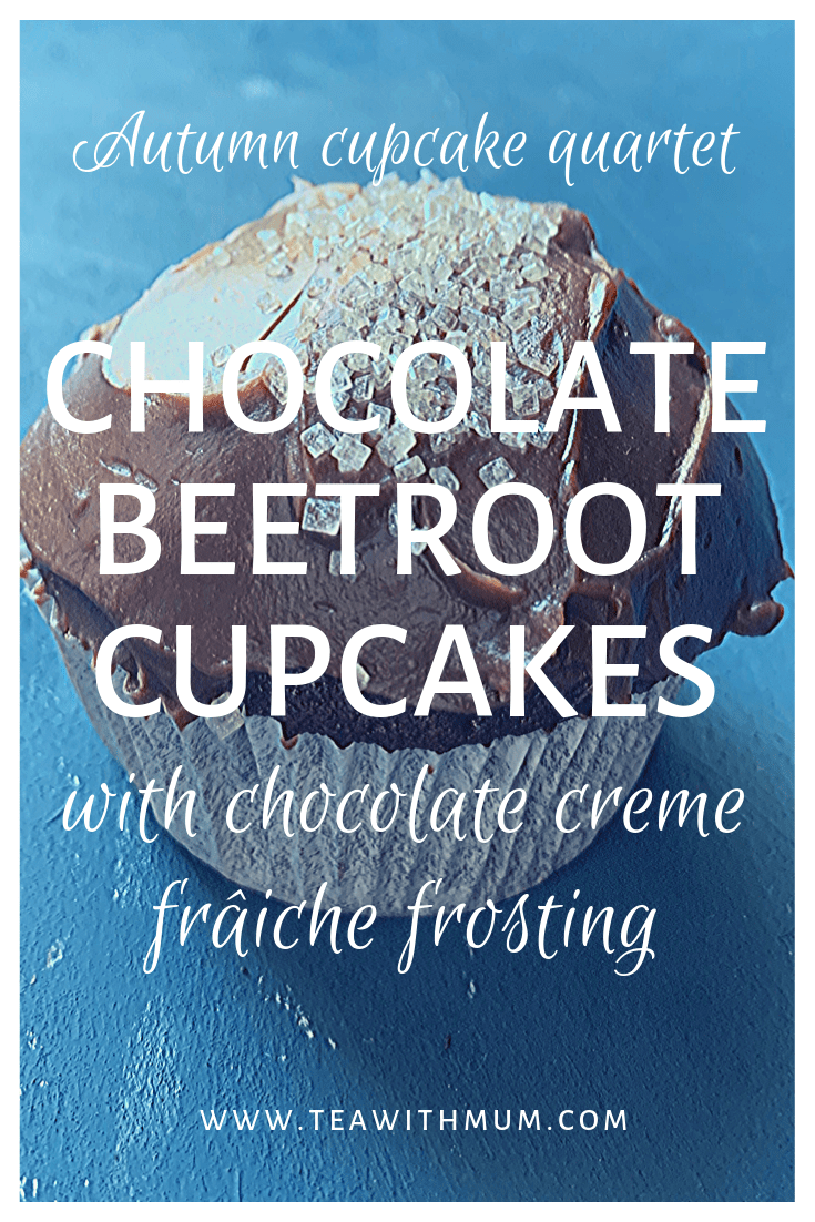 Chocolate beetroot cupcakes with chocolate creme frâiche frosting: Autumn cupcake quartet; delicious and moist, the final cupcake in our quartet, with healthy beetroot