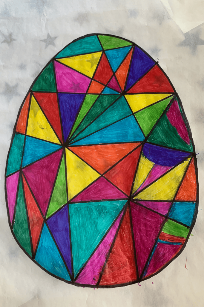 Faux stained glass Easter art simple cheerful and cheap