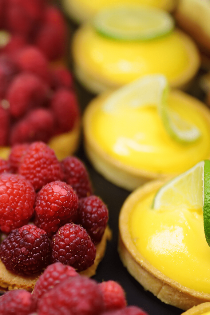 Raspberry and lemon tarts at a French bakery. Yum!