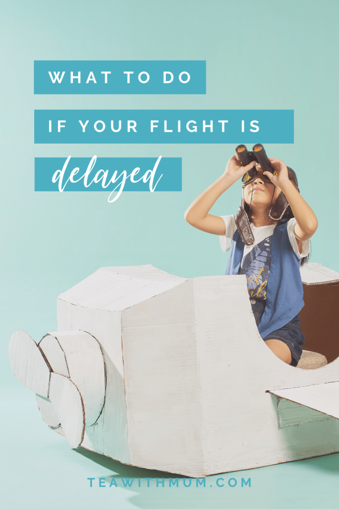 What to do if your flight is delayed: tips for long-haul flights with small children. Child in cardboard plane