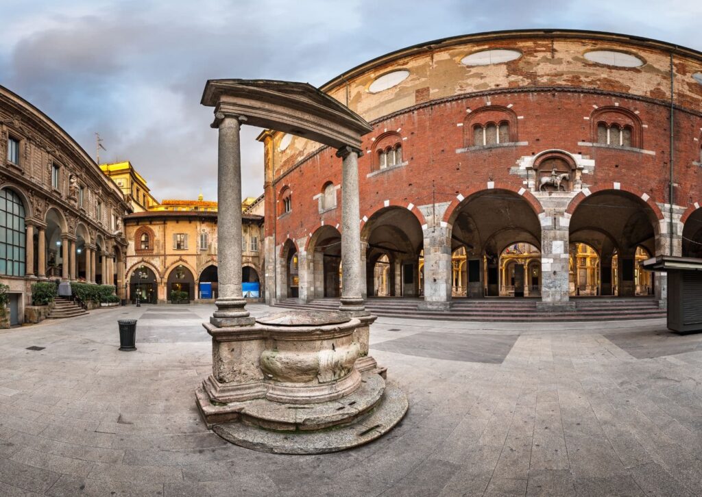 Piazza Mercanti was once the centre of Milan and is the best example of Medieval Milan. Its one of our 15 free things to do in Milan.